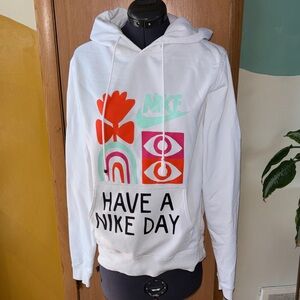 Nike White Hoodie with Colorful Graphic